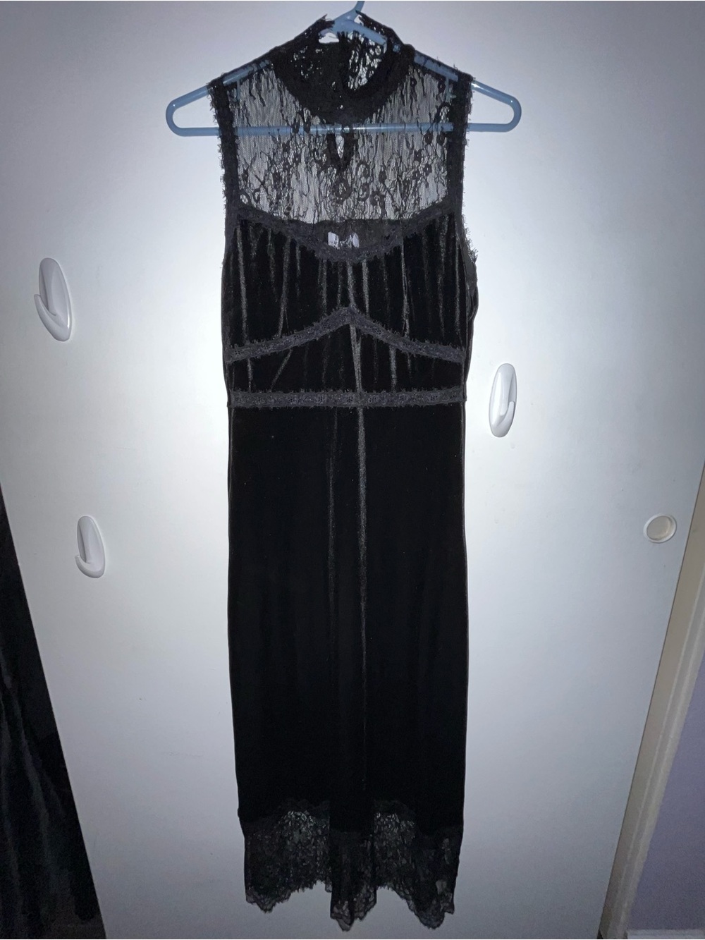 Lost + Wander Black Velvet and Lace Maxi Slip
